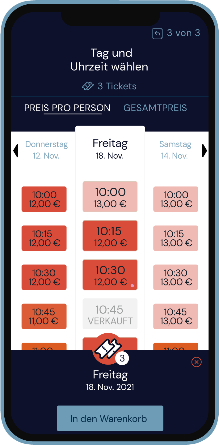 Zeitfenstertciket mit Dynamic Pricing