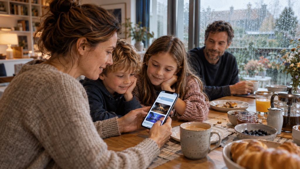 Familie bucht Ticket für Museum über die KI