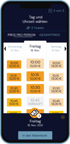 Zeitfenstertciket mit Dynamic Pricing